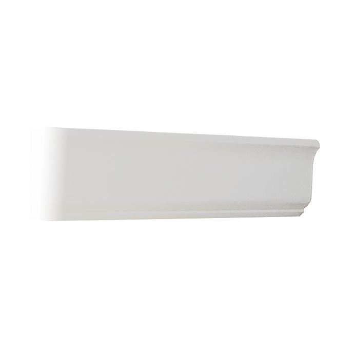 Weiße Zierleiste aus Kunststoff für Wand oder Decke, klassische Stuckleiste, einfach montierbar Abgebildet ist eine weiße Zierleiste aus Kunststoff, ideal als Stuckleiste für Wand- oder Deckenabschluss