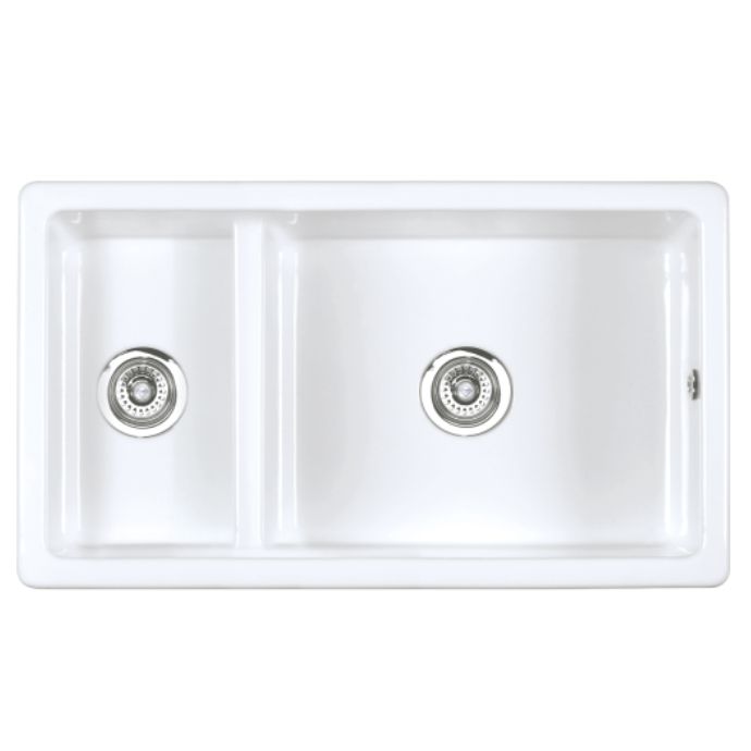 Shaws of Darwen Bradshaw Keramik-Doppelspüle mit Versatzwand