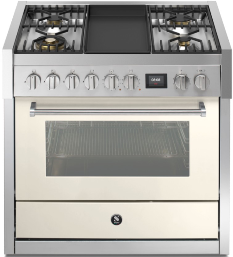 Freistehender Gasherd mit Backofen und Grillplatte