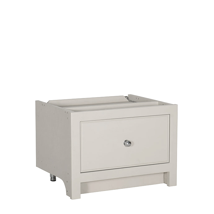 Moderner Unterschrank in Weiß mit Schublade, ideal für Badezimmer Weißer Badezimmer-Unterschrank mit einer Schublade und Griff, geeignet zur Aufbewahrung