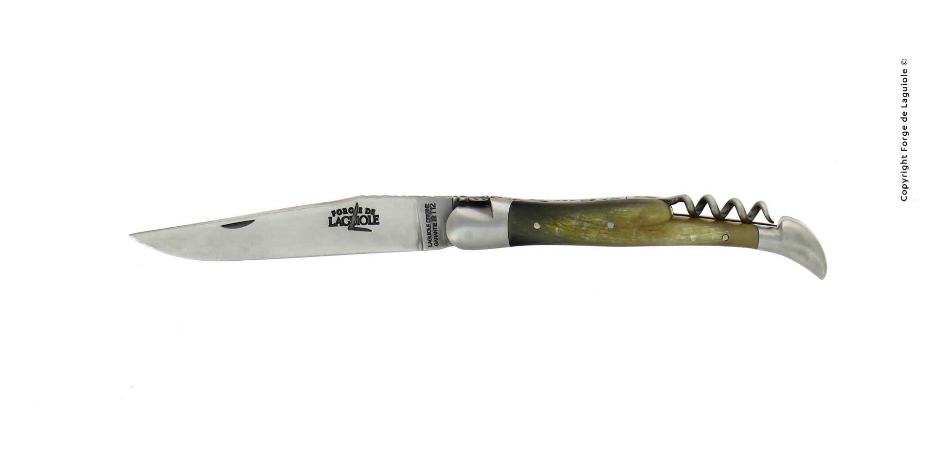 Laguiole Taschenmesser mit Korkenzieher und Horngriff – Handgefertigt von Forge de Laguiole Elegantes Laguiole Taschenmesser mit Korkenzieher, Horngriff und Edelstahlklinge, handgefertigt von Forge de Laguiole