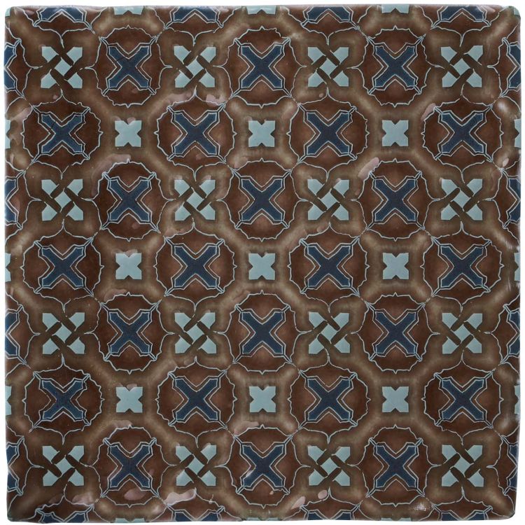 Dekorfliese braun-blau, orientalisches X-Muster