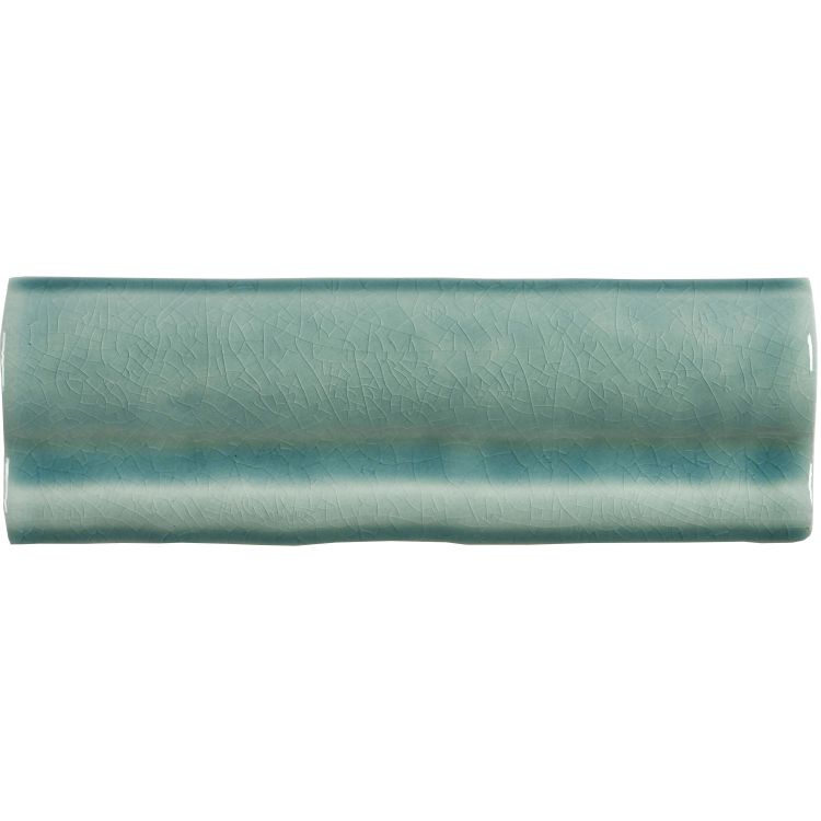 Türkise glasierte Keramikfliese als Bordüre, Craquelé