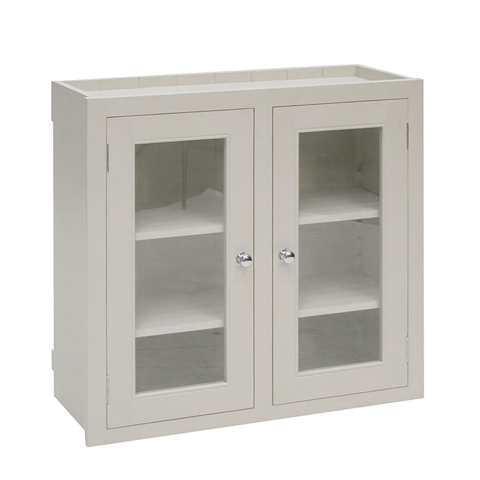 Weißer Hängeschrank mit Glastüren und Einlegeböden, ideal für Küche oder Bad Weißer Hängeschrank mit zwei Glastüren und drei Einlegeböden, zur Aufbewahrung in Küche oder Badezimmer