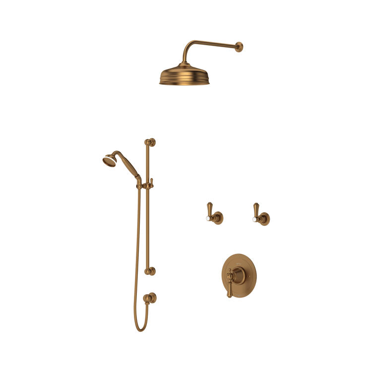 Perrin & Rowe Georgian Duschsystem Nr. 1 mit Regendusche, Handbrause und Thermostat