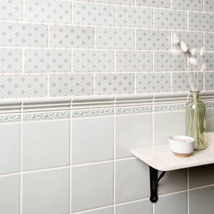 Keramik-Wandfliesen mit Sterndekor, mint, Bad