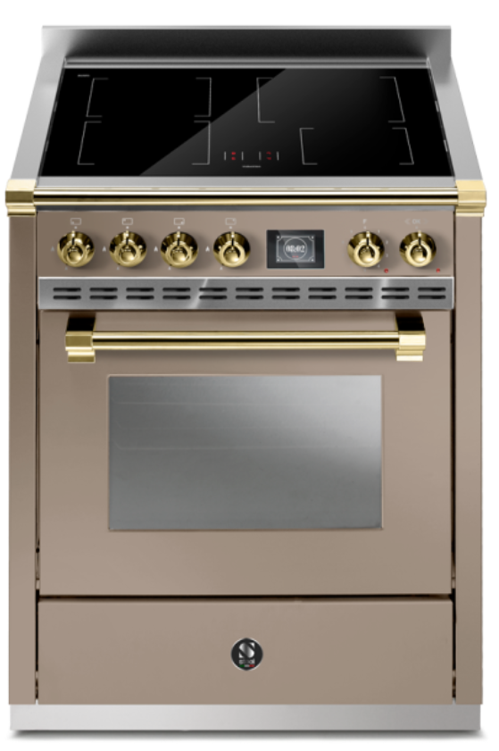 Freistehender Induktionsherd, 90 cm, Backofen, Messing