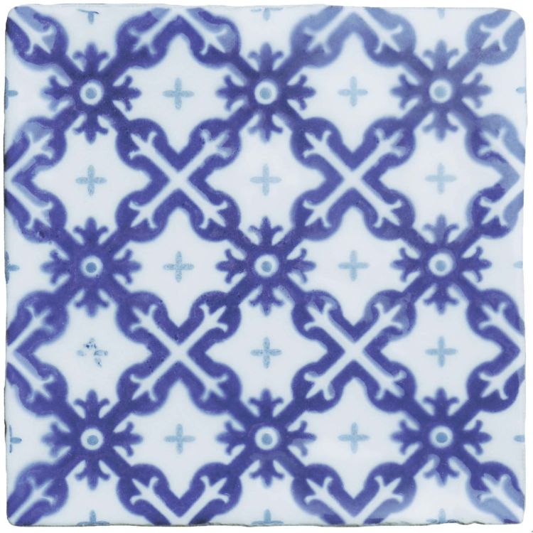 Zierfliese blau-weiß, marokkanisches Kreuzmuster