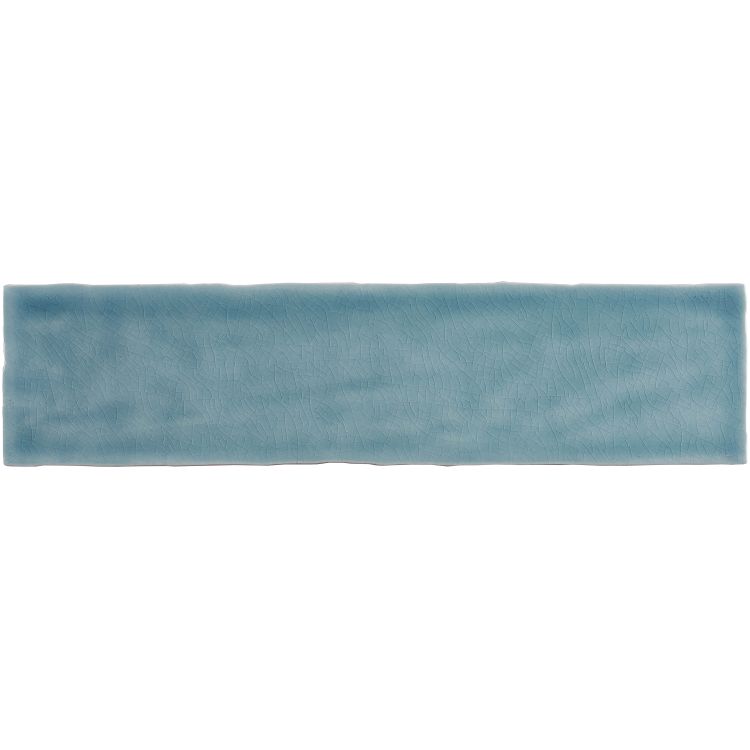 Rechteckige blaue Wandfliese mit Craquelé-Glasur