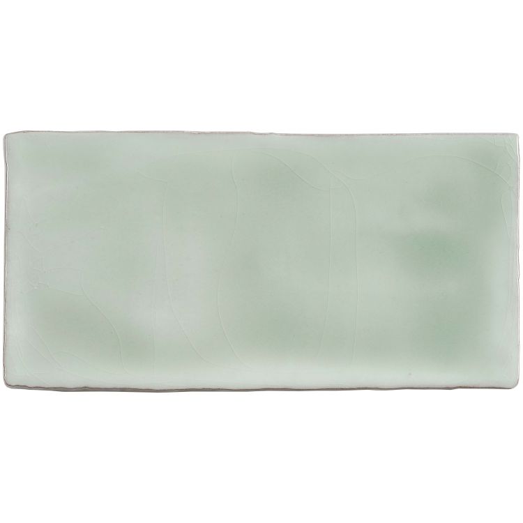 Mintgrüne Wandfliese mit Craquelé, rechteckig