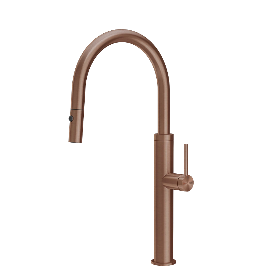 Spültischarmatur in Kupfer, schwenkbar mit Auszug