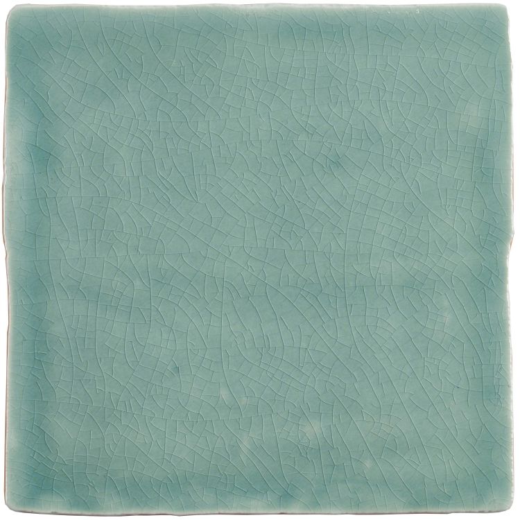 Quadratische Keramikfliese türkis mit Craquelé-Glasur
