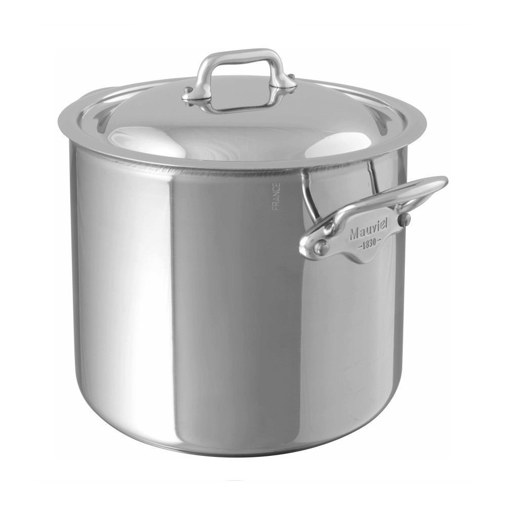Großer Edelstahl-Kochtopf mit Deckel, geeignet für vielseitiges Kochen