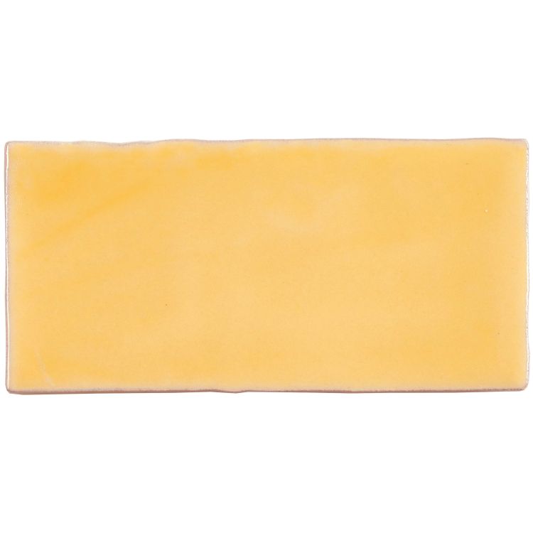 Rechteckige gelbe Keramikfliese, glänzende Oberfläche