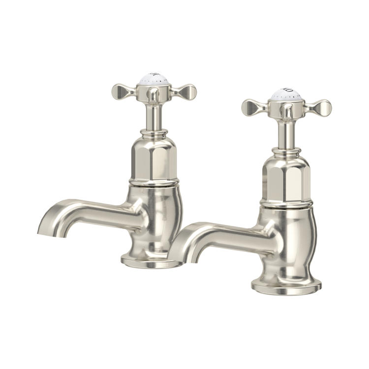 Perrin & Rowe Traditional 3456 Badewannenventile (Paar) mit Kreuzgriffen in Nickel matt