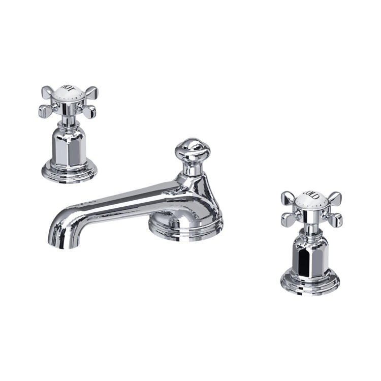 Perrin & Rowe Traditional 3706 3-Loch-Waschtischarmatur mit Kreuzgriffen in Chrom