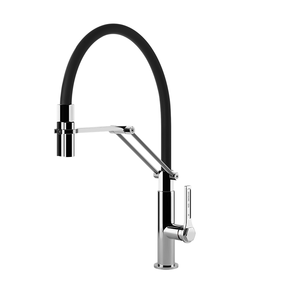 Küchenarmatur mit herausziehbarer Brause, Chrom/Schwarz