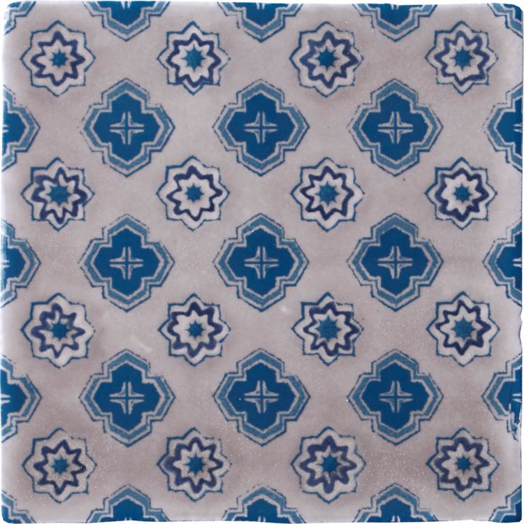 Dekorfliese mit blauem geometrischem Orientmuster