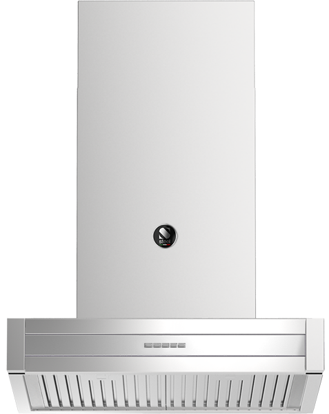 Moderne Edelstahl-Dunstabzugshaube mit Kaminschacht, mehrstufiger Bedienung und Metallfettfiltern; Wandhaube für effektiven Geruchs- und Dampfabzug in der Küche