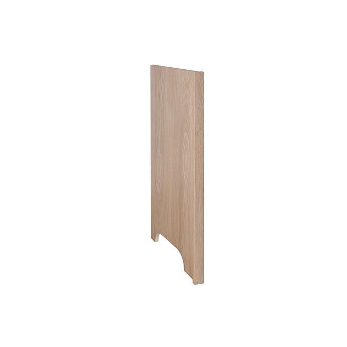 Seitenwand aus Holz in Eiche-Optik für Möbel oder Küchen, schlichtes Design Helle Holz-Seitenwand mit natürlicher Maserung und ausgeschnittener Sockelform, geeignet für Möbel oder Küchen
