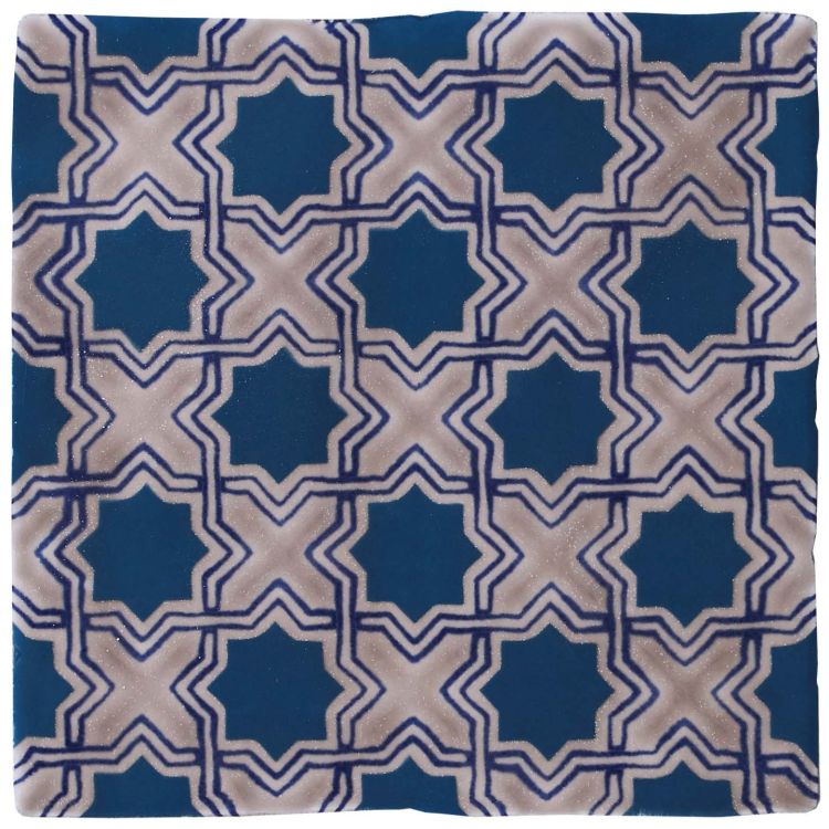 Quadrat-Wandfliese mit marokkan. Sternmuster, beige/braun