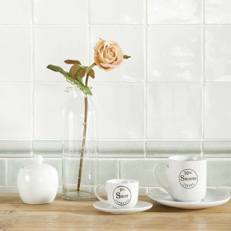 Cosmopolitan Mint HALF TILE, handgefertigte Fliese rustikal