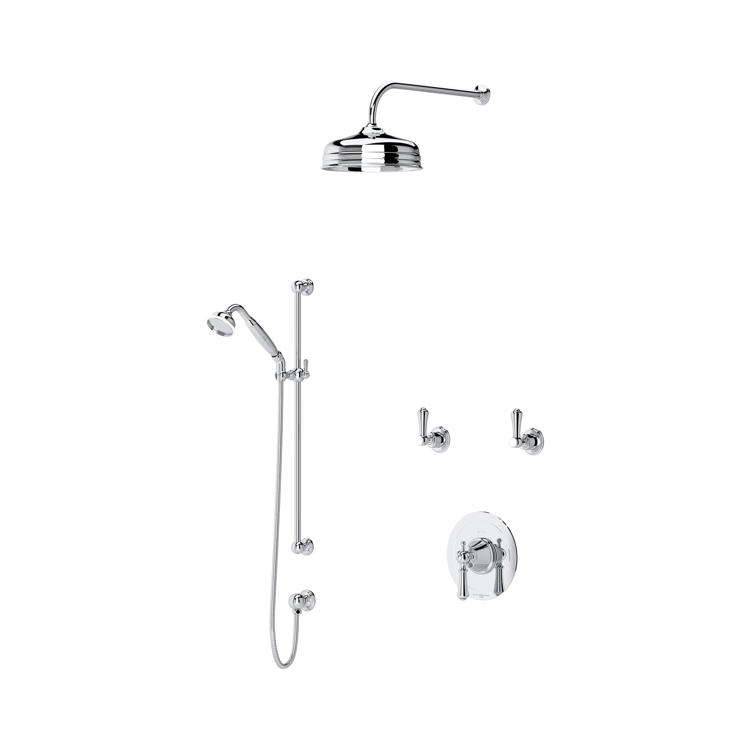 Perrin & Rowe Georgian Duschsystem Nr. 1 mit Regendusche, Handbrause und Thermostat