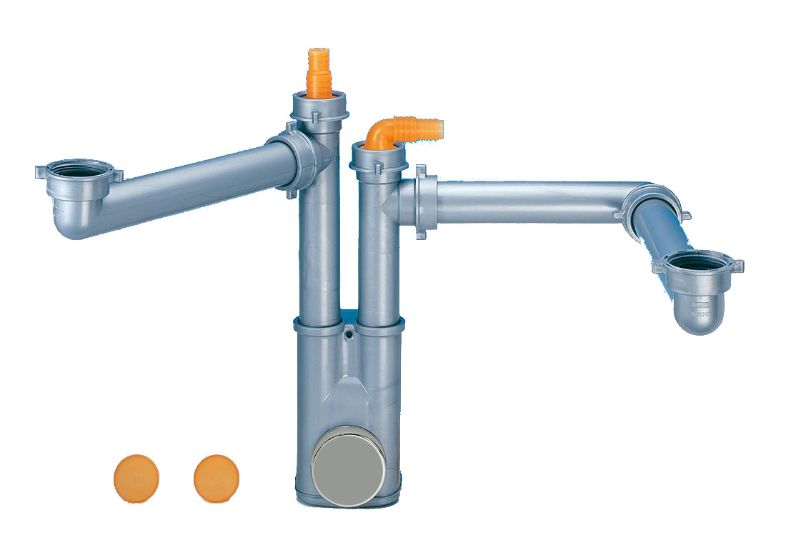 Raumspar Siphon für Doppelbecken