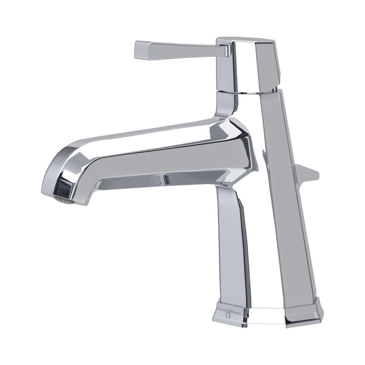 Moderne Waschtischarmatur aus Chrom als Einhebelmischer – eleganter Bad-Wasserhahn mit Zugstange und Luftsprudler, passend für Waschbecken