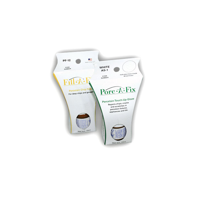 Porzellan Reparatur-Set Porc-a-Fix und Fill-a-Fix – Set für Ausbesserung von Abplatzungen und Kratzern Zwei Packungen Porc-a-Fix und Fill-a-Fix Porzellan-Reparatur-Set zur Ausbesserung von Schäden an Sanitärkeramik und Fliesen