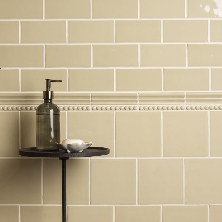 Artisan Lavenham Gloss HALF TILE, creme, Bordüre, Küche/Bad