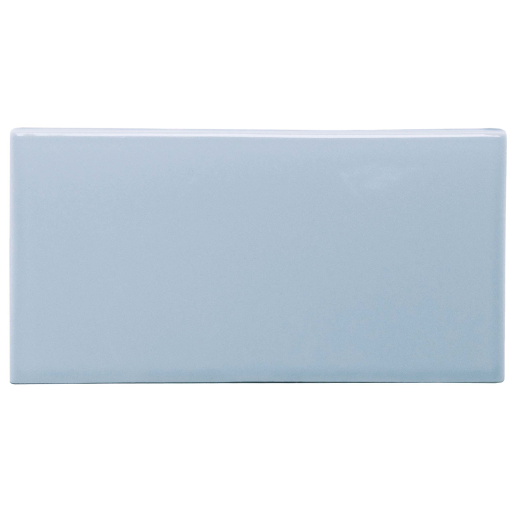 Rechteckige Wandfliese hellblau, glänzend 10x20 cm