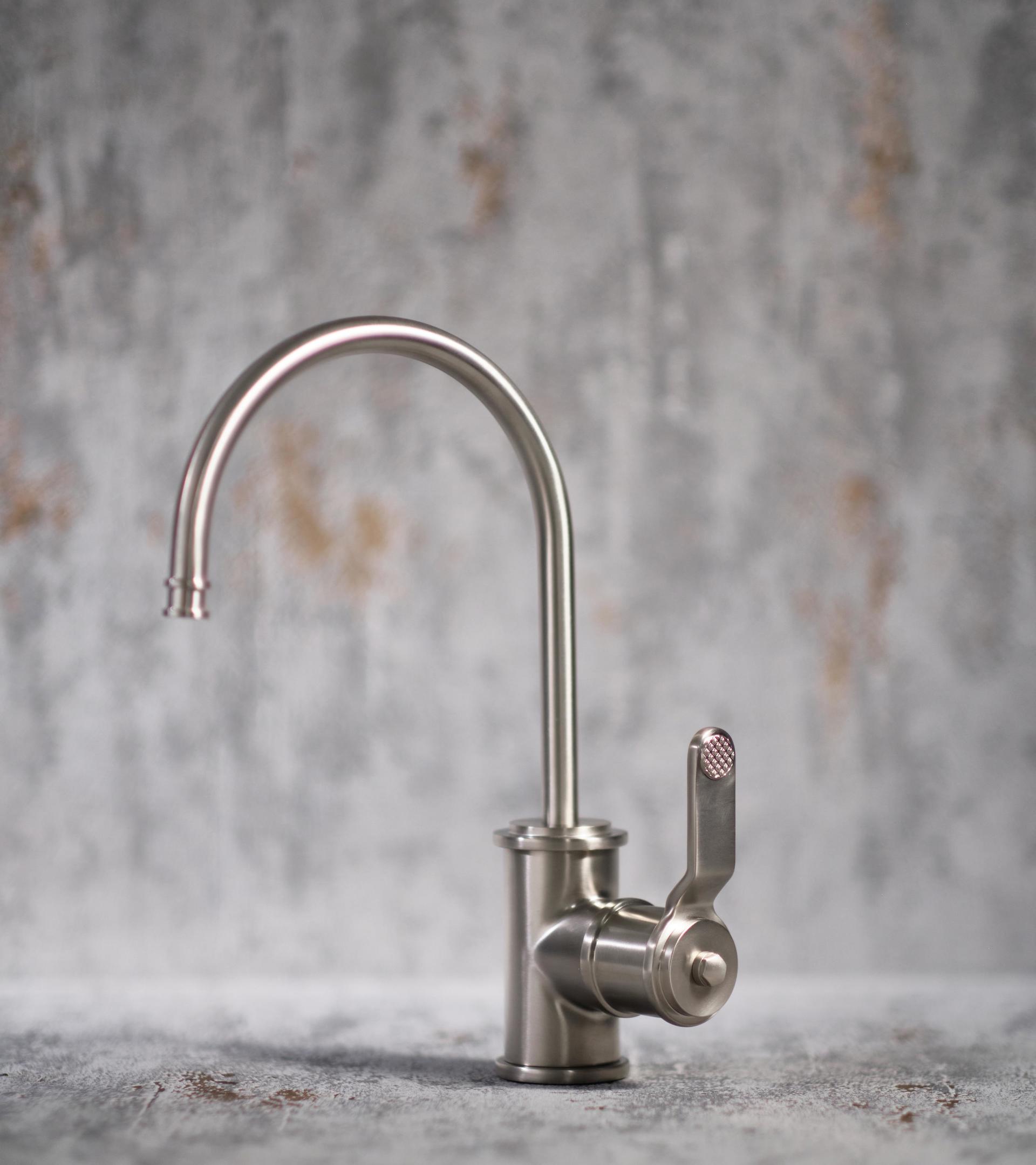 Hochbogen-Wasserhahn Edelstahl matt für Küche, 1 Hebel