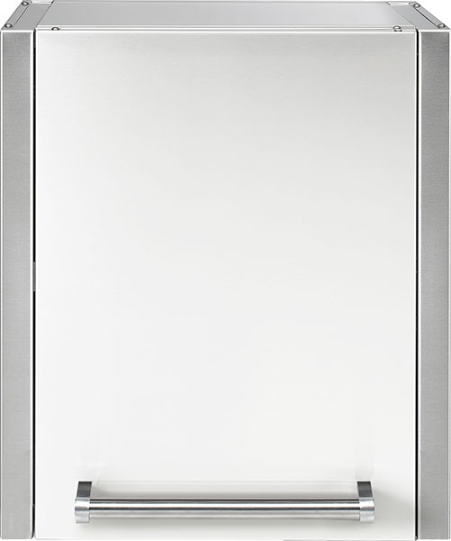 Edelstahl-Einbau-Schublade für Outdoor-Küchen und Grillstationen Frontansicht einer modernen Edelstahl-Einbau-Schublade mit Griff, geeignet für Outdoor-Küchen