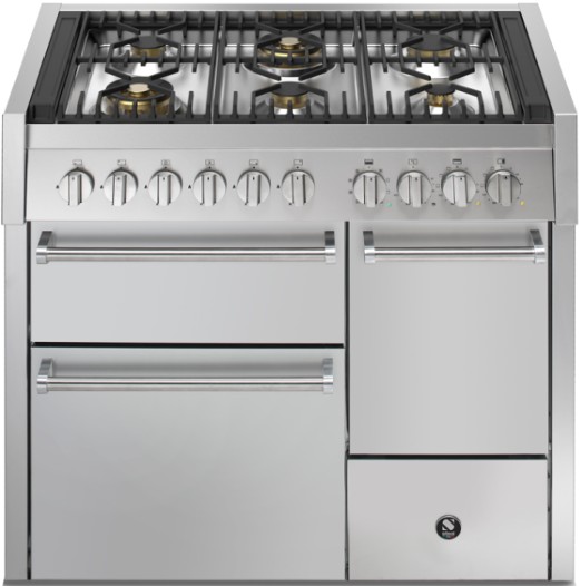 Freistehender Gasherd, 6 Flammen, Doppelofen, Edelstahl
