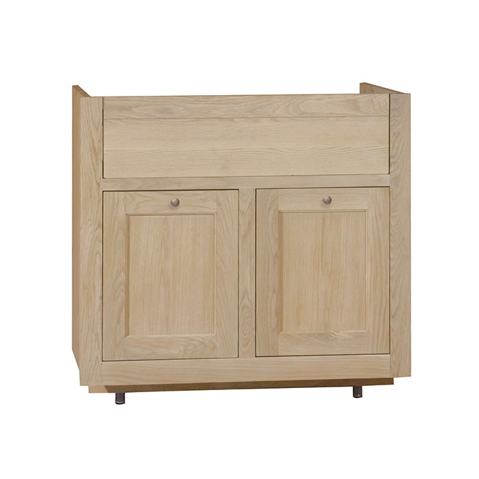Waschbeckenunterschrank aus hellem Holz mit zwei Türen und einer Schublade, modernes Design Heller Waschbeckenunterschrank aus Holz mit zwei Türen und einer Schublade, geeignet für Badezimmer