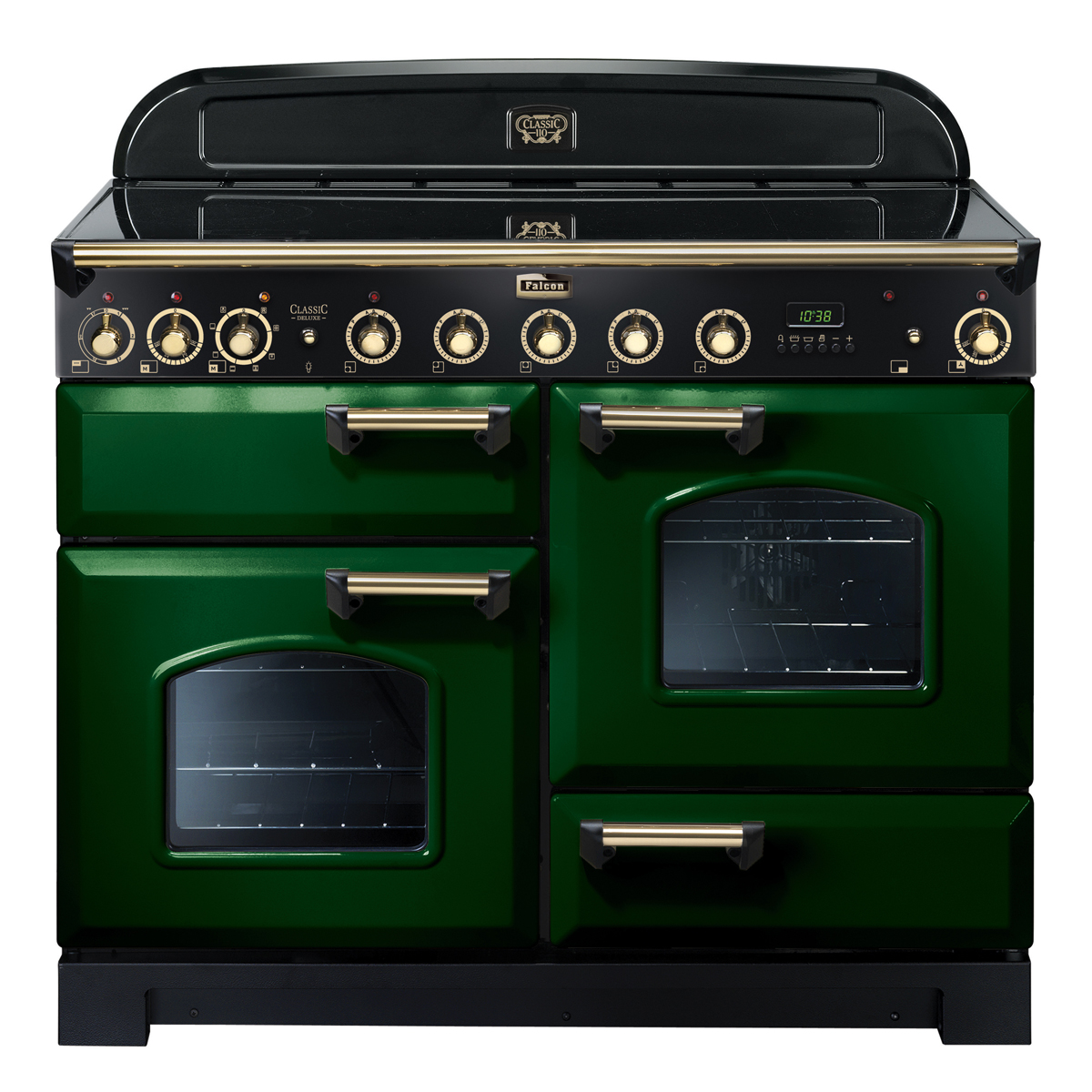 Grüner Falcon Classic 110 Induktionsherd mit vier Backofenfächern und hochwertigen Bedienelementen