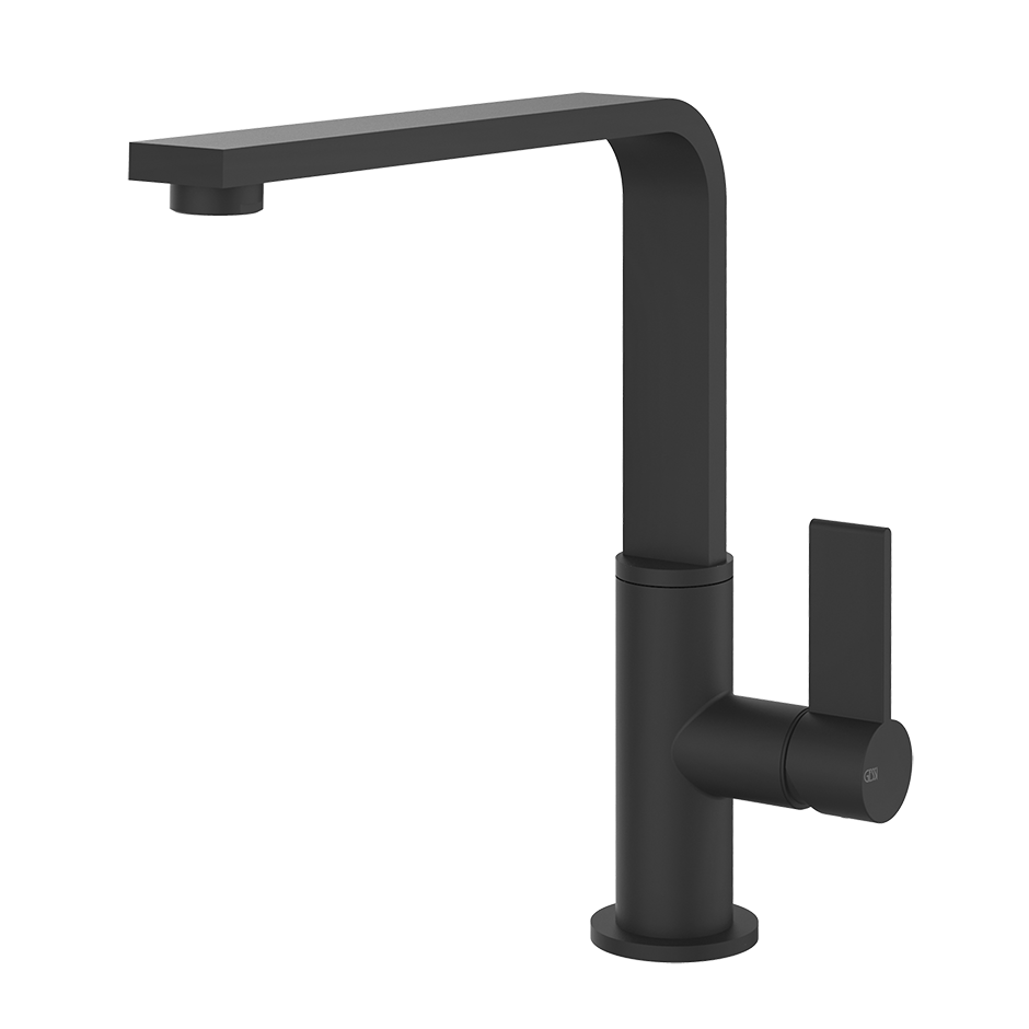 Schwarze Küchenarmatur matt, eckiger Auslauf, Einhebel