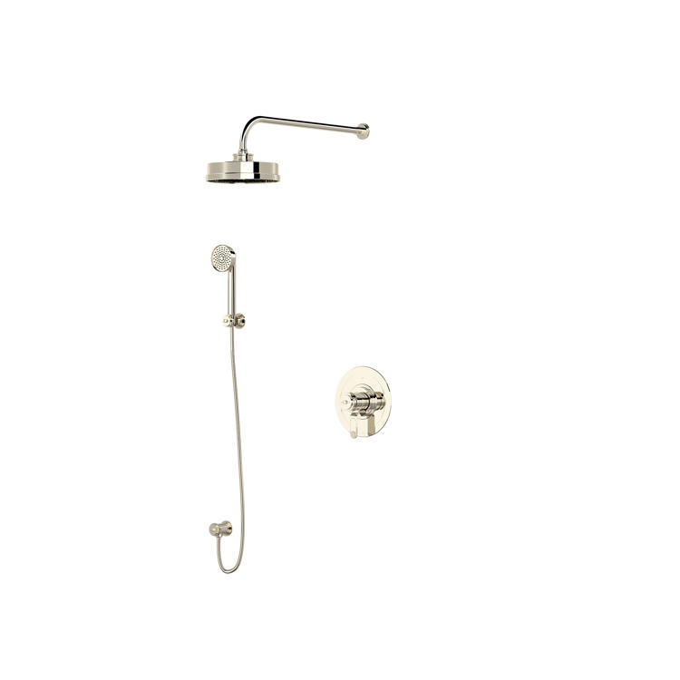 Elegantes Duschsystem in Chrom mit runder Regendusche, Handbrause mit Schlauch und Unterputz-Einhebelmischer; hochwertiges Bad-Armaturen-Komplettset für komfortables Duschen