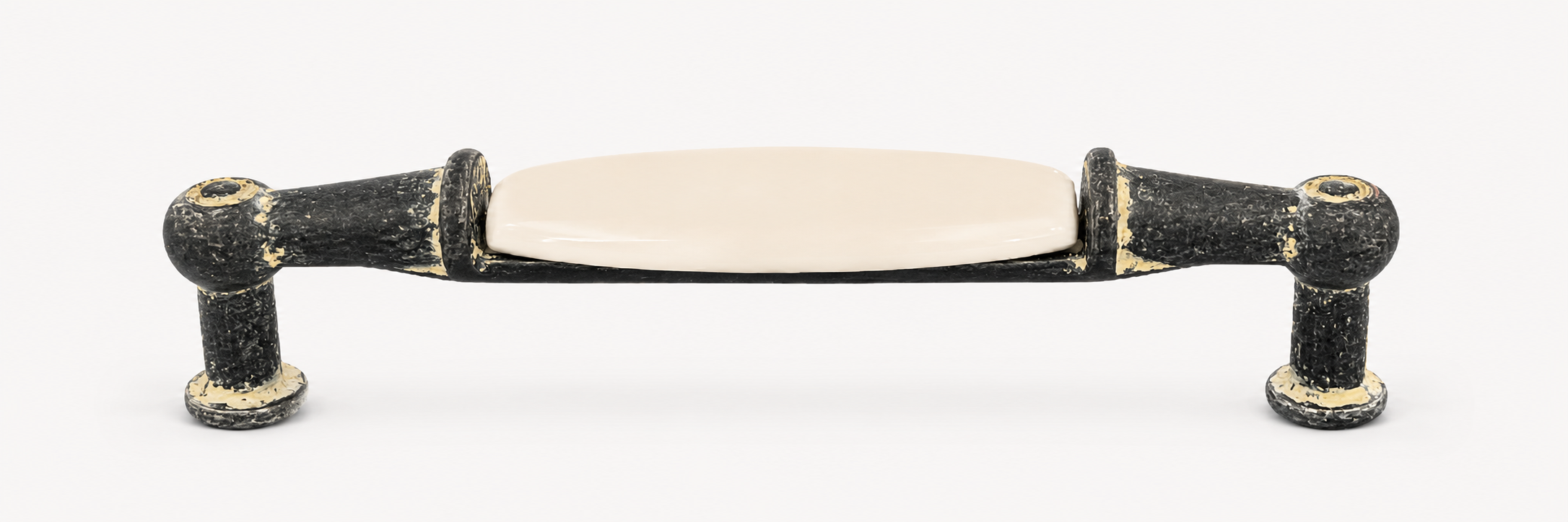 Giusti Möbelgriff M01 – Zinn mit weißer Patina / Keramik Ivory