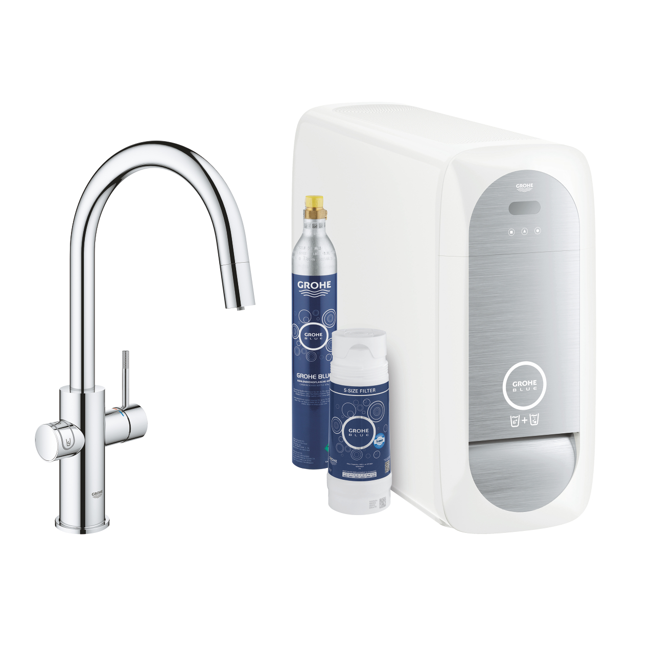 GROHE BLUE HOME C-AUSLAUF STARTER KIT MIT HERAUSZIEHBAREM MOUSSEURAUSLAUF