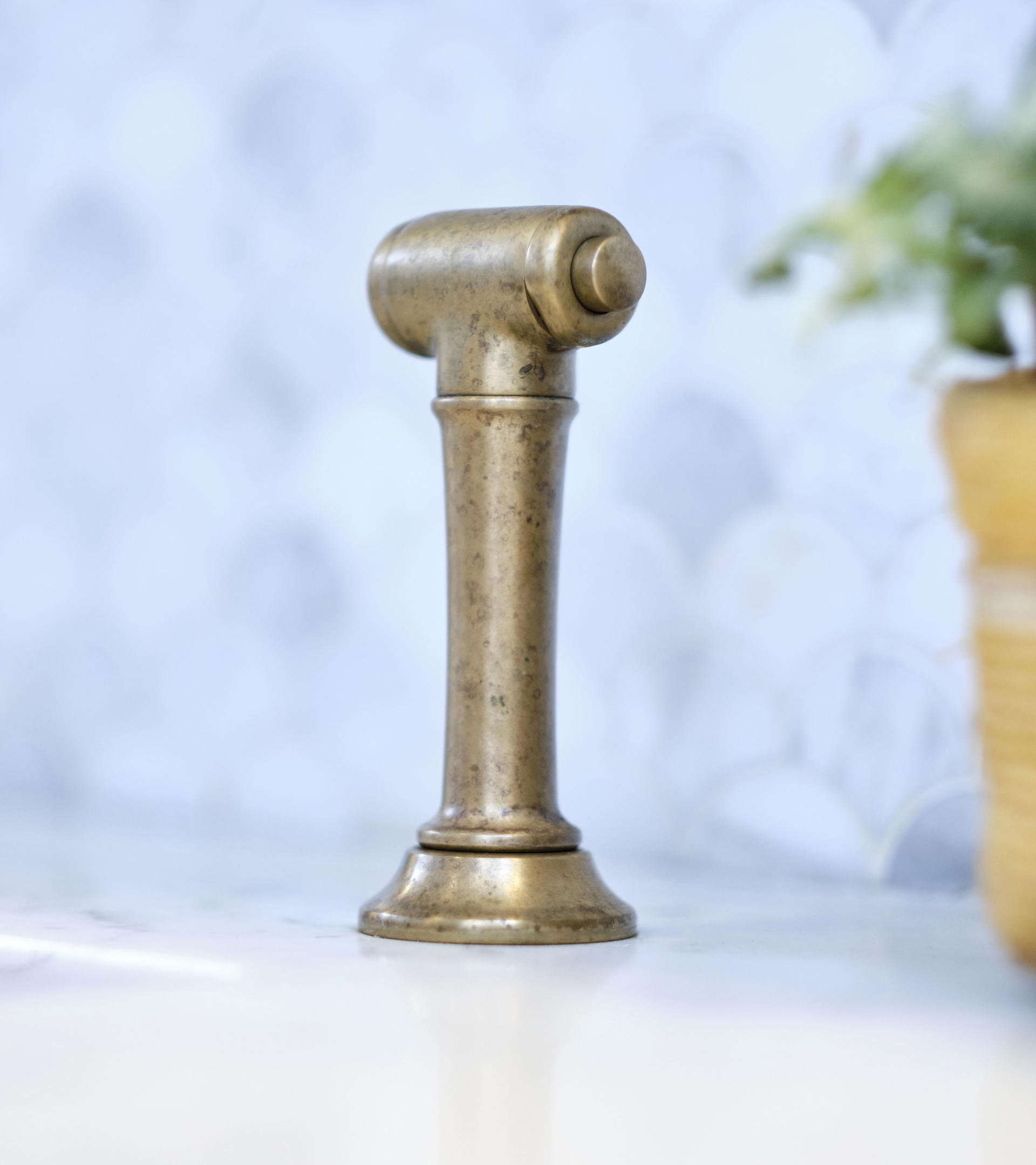 Boden-Türstopper aus massivem Messing, Antik-Look
