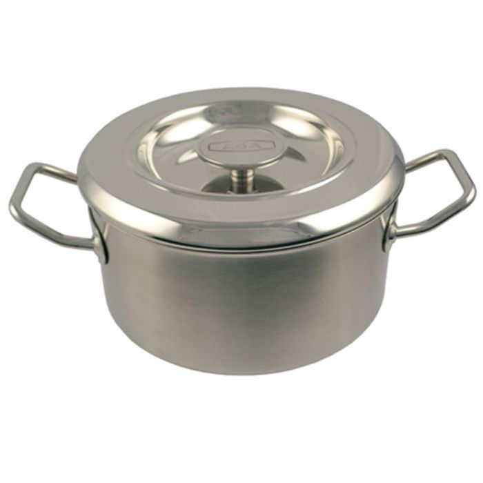 Edelstahl Kochtopf mit Deckel und seitlichen Griffen, ideal für die Zubereitung verschiedenster Gerichte Hochwertiger Kochtopf aus Edelstahl mit Deckel und zwei Griffen für sicheres und komfortables Kochen