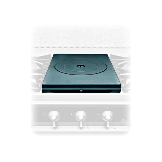 Massive Stahlplatte für Gasherd, passgenaues Zubehör für professionelle Küchen Schwere Stahlplatte als Einsatz für Gasherd, ideal für gleichmäßige Hitzeverteilung beim Kochen