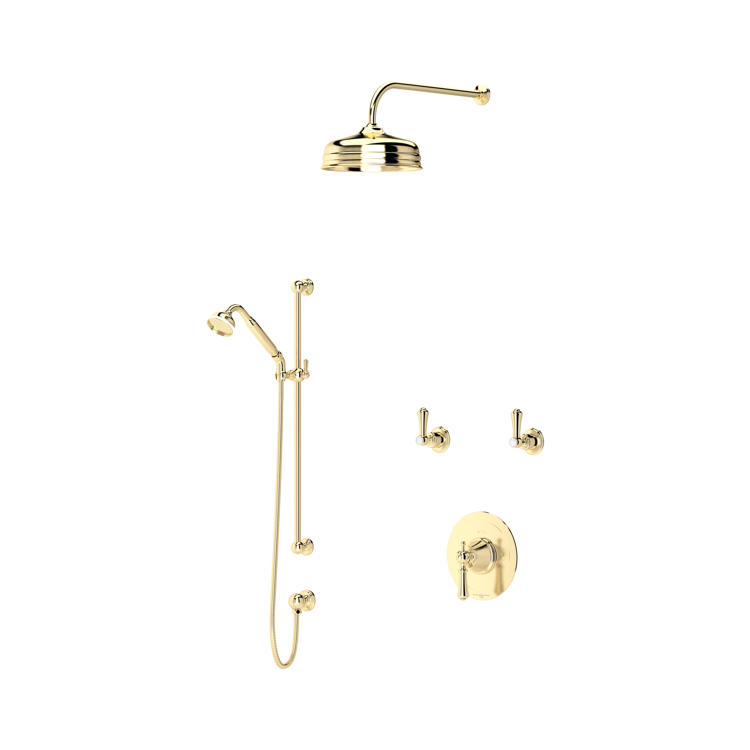 Perrin & Rowe Georgian Duschsystem Nr. 1 mit Regendusche, Handbrause und Thermostat