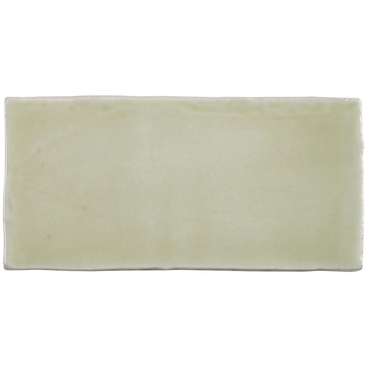 Handgefertigte Wandfliese in Mintgrün, glasiert