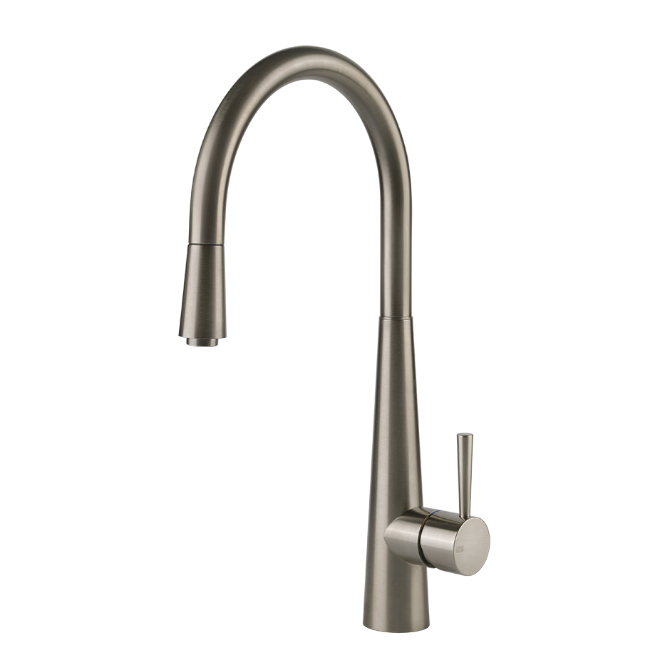 Moderne Küchenarmatur aus Edelstahl mit Ausziehbrause