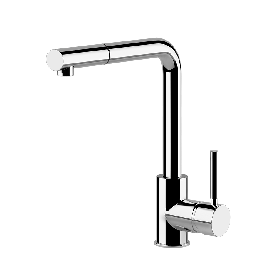 Chrom Küchenarmatur mit L-Auslauf, Einhebelmischer