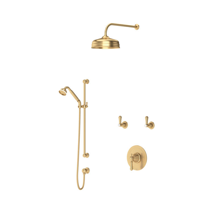 Perrin & Rowe Georgian Duschsystem Nr. 1 mit Regendusche, Handbrause und Thermostat