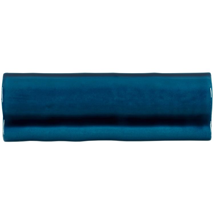 Rechteckige, glänzende Keramik-Bordüre petrolblau